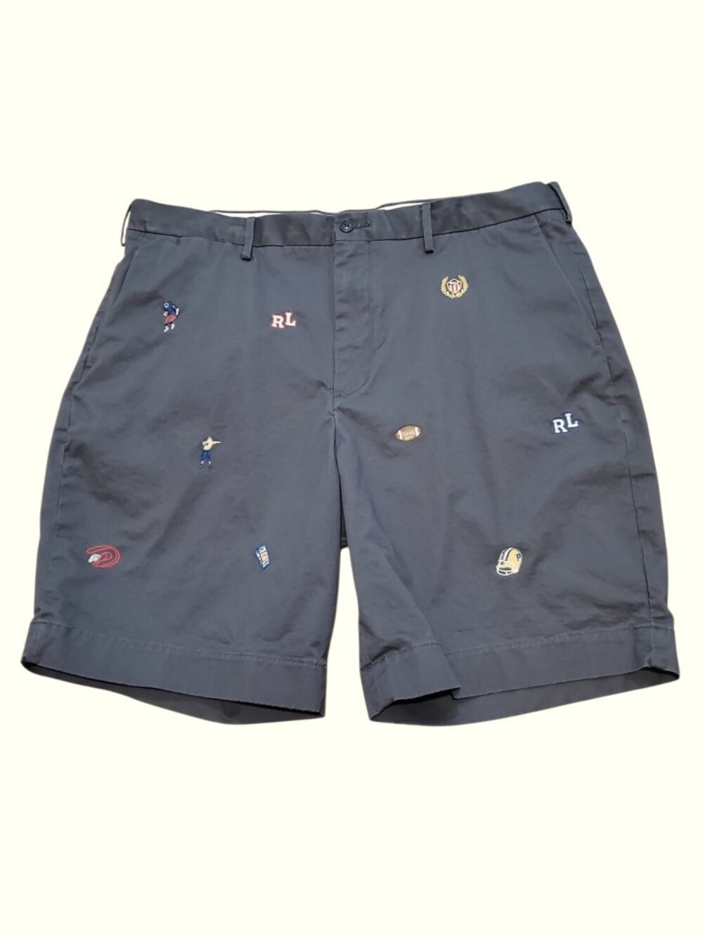 Polo by Ralph Lauren Navy Embroidered Football Flat Front Men’s Shorts